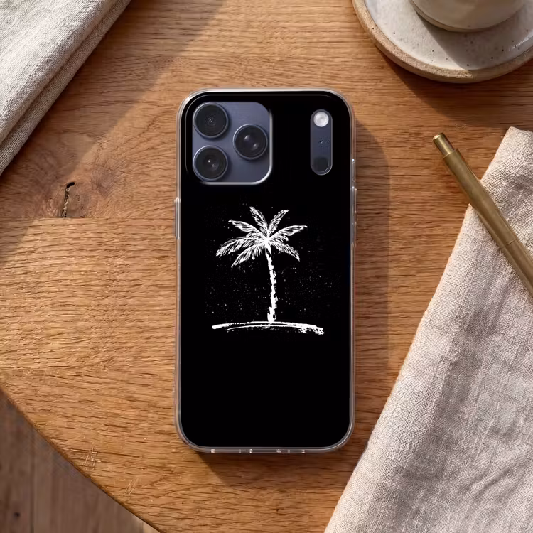 Telefoonhoesje Softcase - Palmboom - Wit - Zwart - Tropisch — 2
