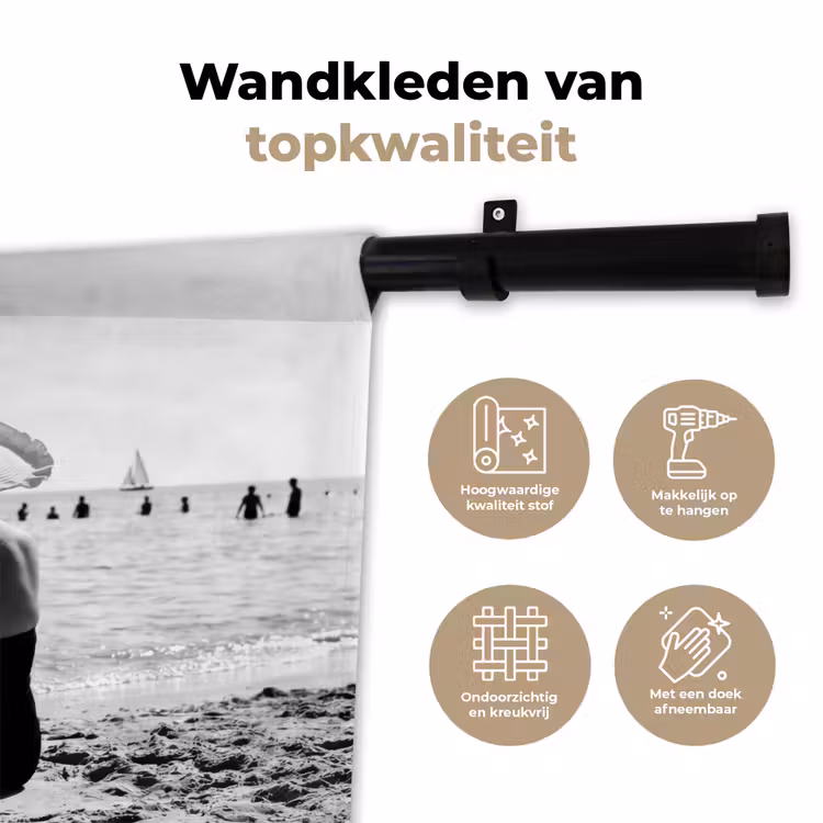Wandkleed - Twee Vrouwen Strand Zwart Wit — 3