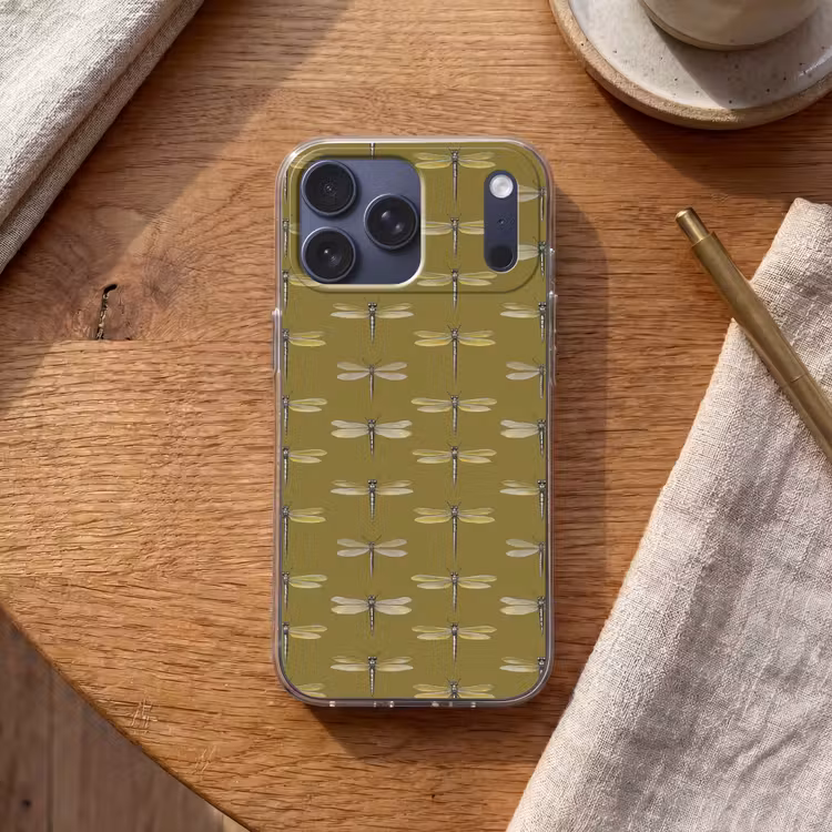 Telefoonhoesje Softcase - Libellen - Patroon - Groen — 2