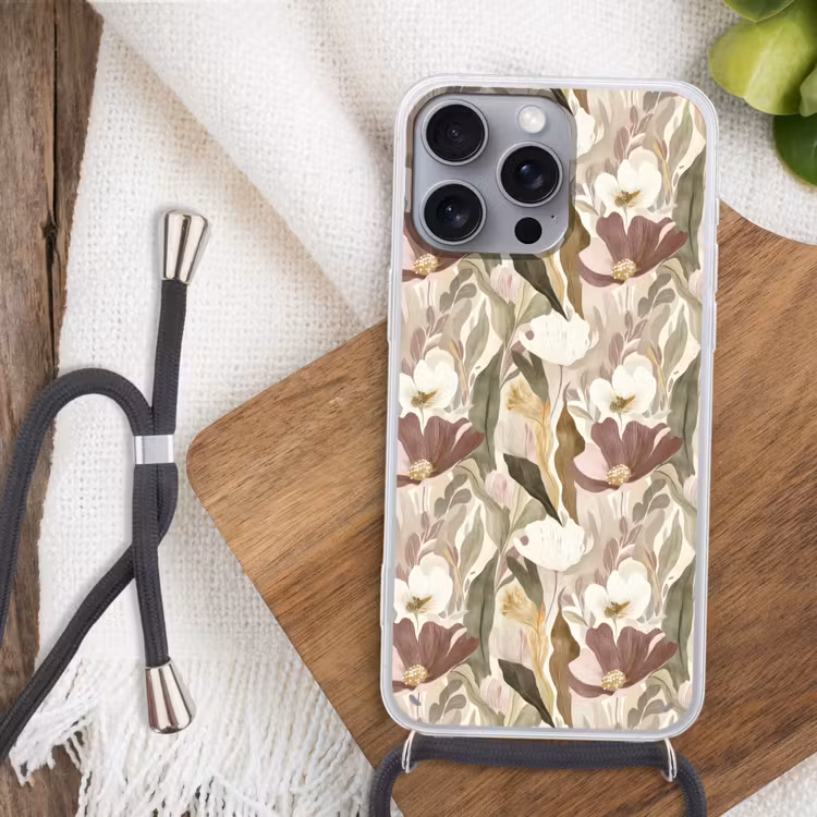 Telefoonhoesje met koord - Bloemen - Aquarel - Kleurrijk — 3