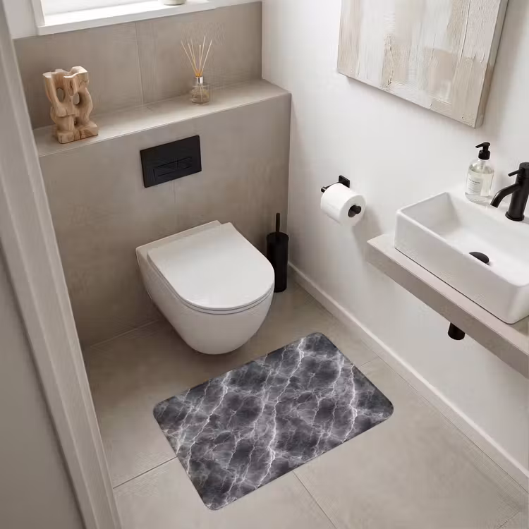 Wc Mat - Donkergrijs - Bliksem - Marmer — 6