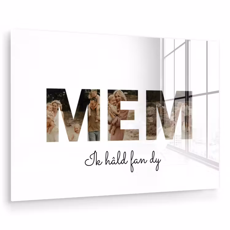 Gepersonaliseerd glas schilderij - Mem - Lettercollage — 1