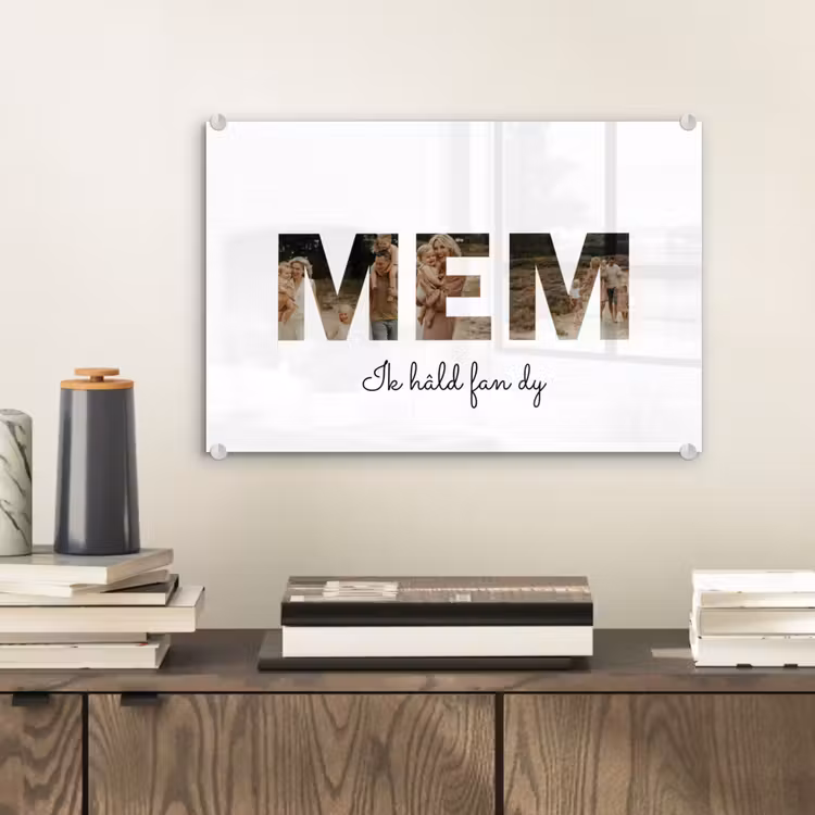 Gepersonaliseerd glas schilderij - Mem - Lettercollage — 2