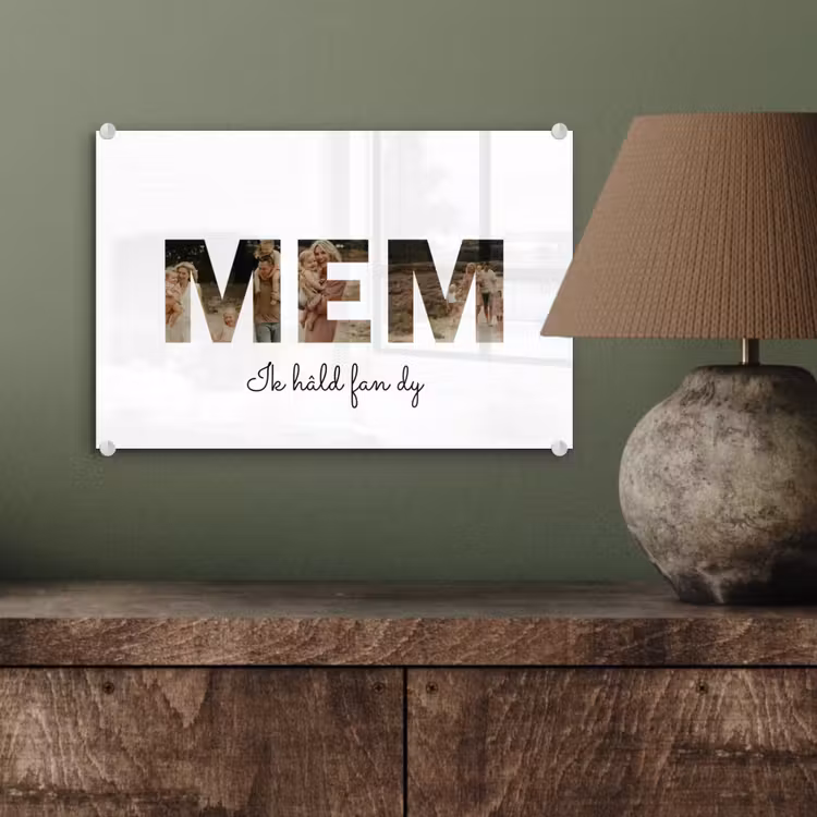 Gepersonaliseerd glas schilderij - Mem - Lettercollage — 4