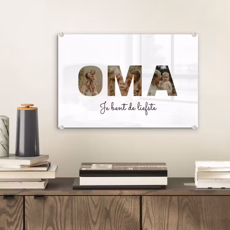 Gepersonaliseerd glas schilderij - Oma - Lettercollage — 2