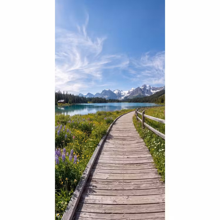 Behang - Bergen - Meer - Landschap - Blauw — 2