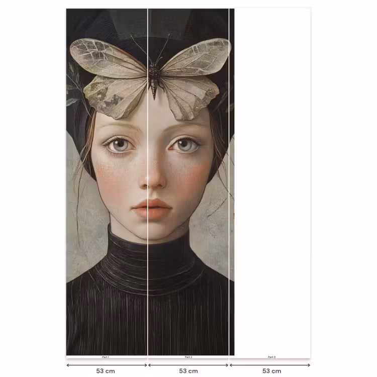 Behang - Woman - Butterfly - Art - Classic - Muted β 6