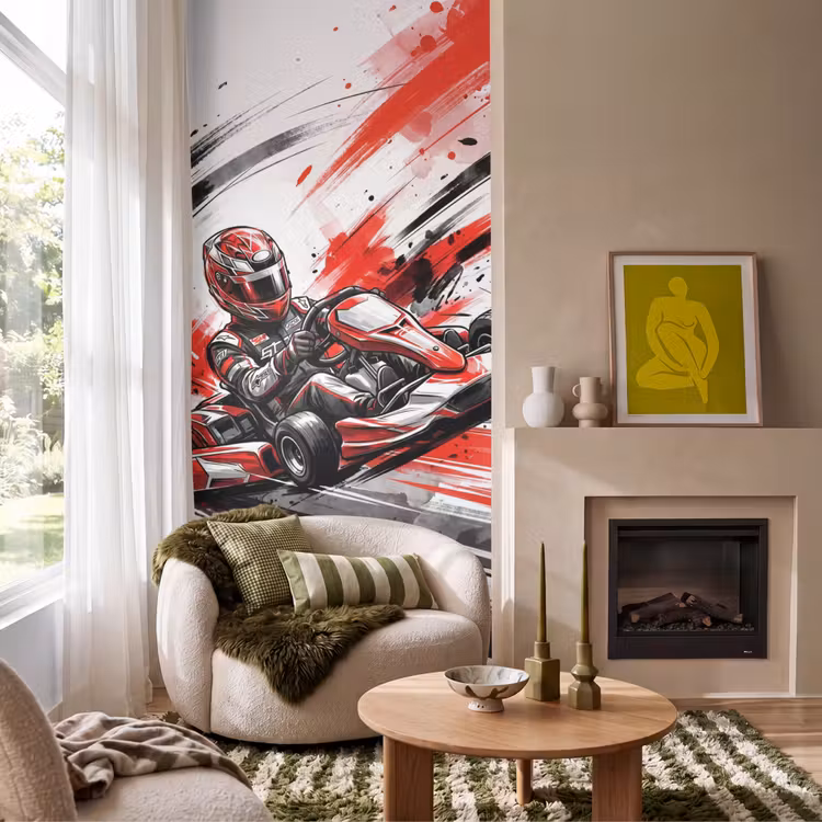 Behang - Rode Kart Coureur — 1