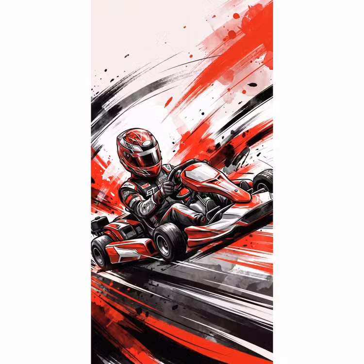 Behang - Rode Kart Coureur — 2