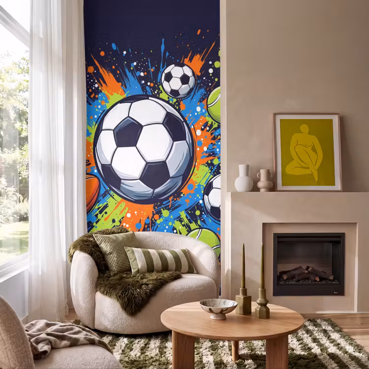 Behang - Voetballen Tennisbal Verfspetters