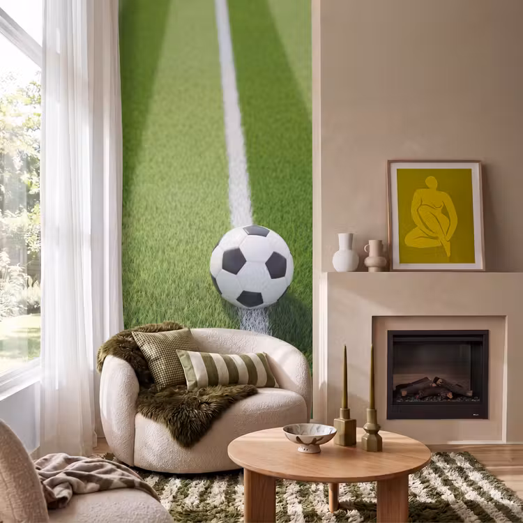 Behang - Voetbal op Grasveld