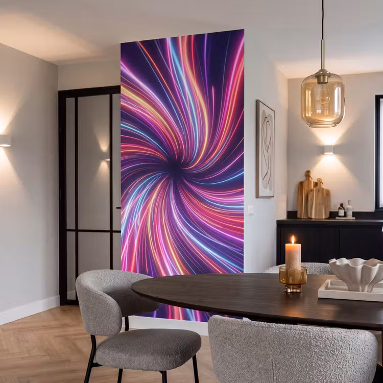Behang - Neon Lichtlijnen Vortex — 5