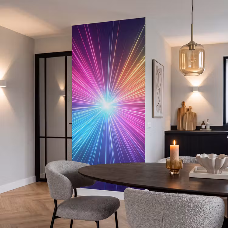 Behang - Abstracte Lichtstralen Neon — 5