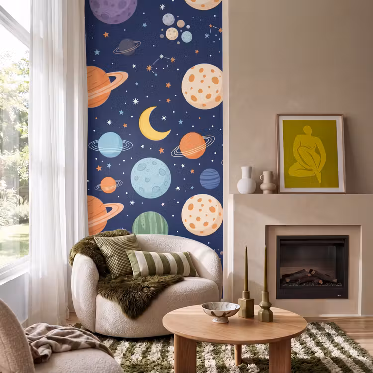 Behang - Ruimte - Planeten - Kleurrijk
