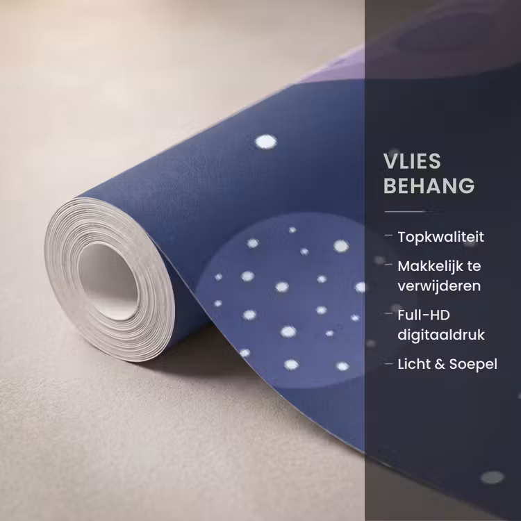 Behang - Planeten Maan Sterren Marineblauw — 3