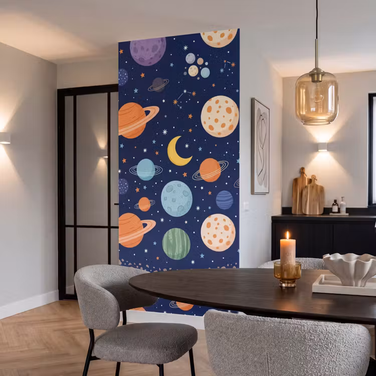 Behang - Planeten Maan Sterren Marineblauw — 5