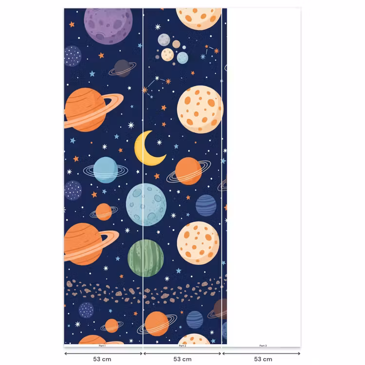 Behang - Planeten Maan Sterren Marineblauw — 6