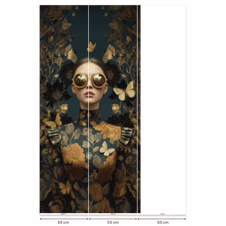 Behang - Vrouw - Bladeren - Goud - Vlinders — 6