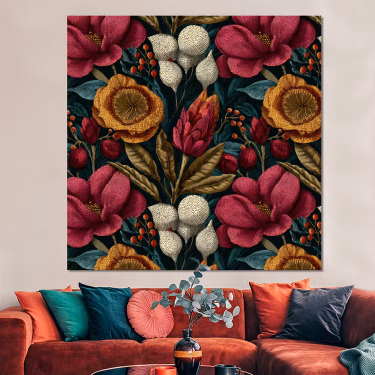 Forex - Bloemen - Patroon - Rood - Goud — 3