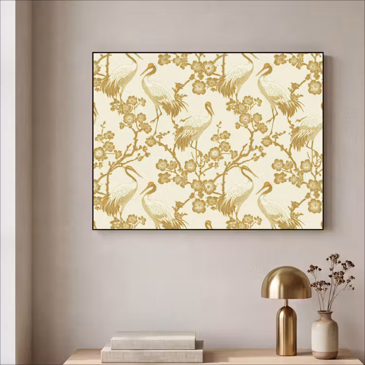 Art Frame - Kraanvogels - Kersenbloesem - Goud — 5