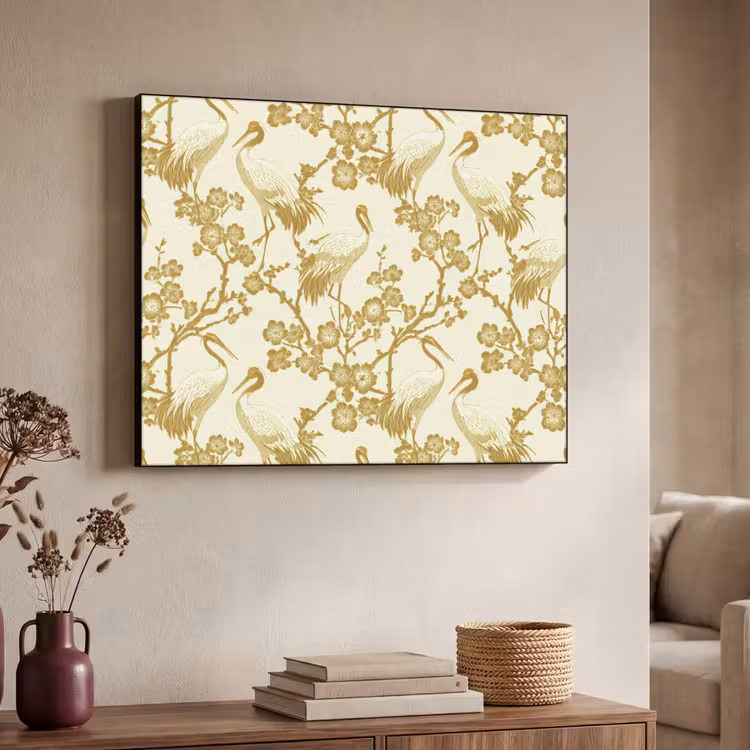Art Frame - Kraanvogels - Kersenbloesem - Goud — 7