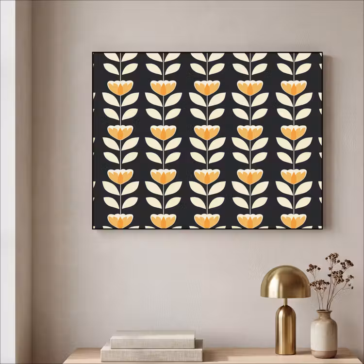 Art Frame - Retro - Bloem - Zwart - Okergeel — 5
