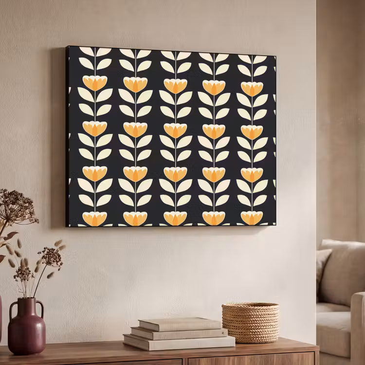 Art Frame - Retro - Bloem - Zwart - Okergeel — 7