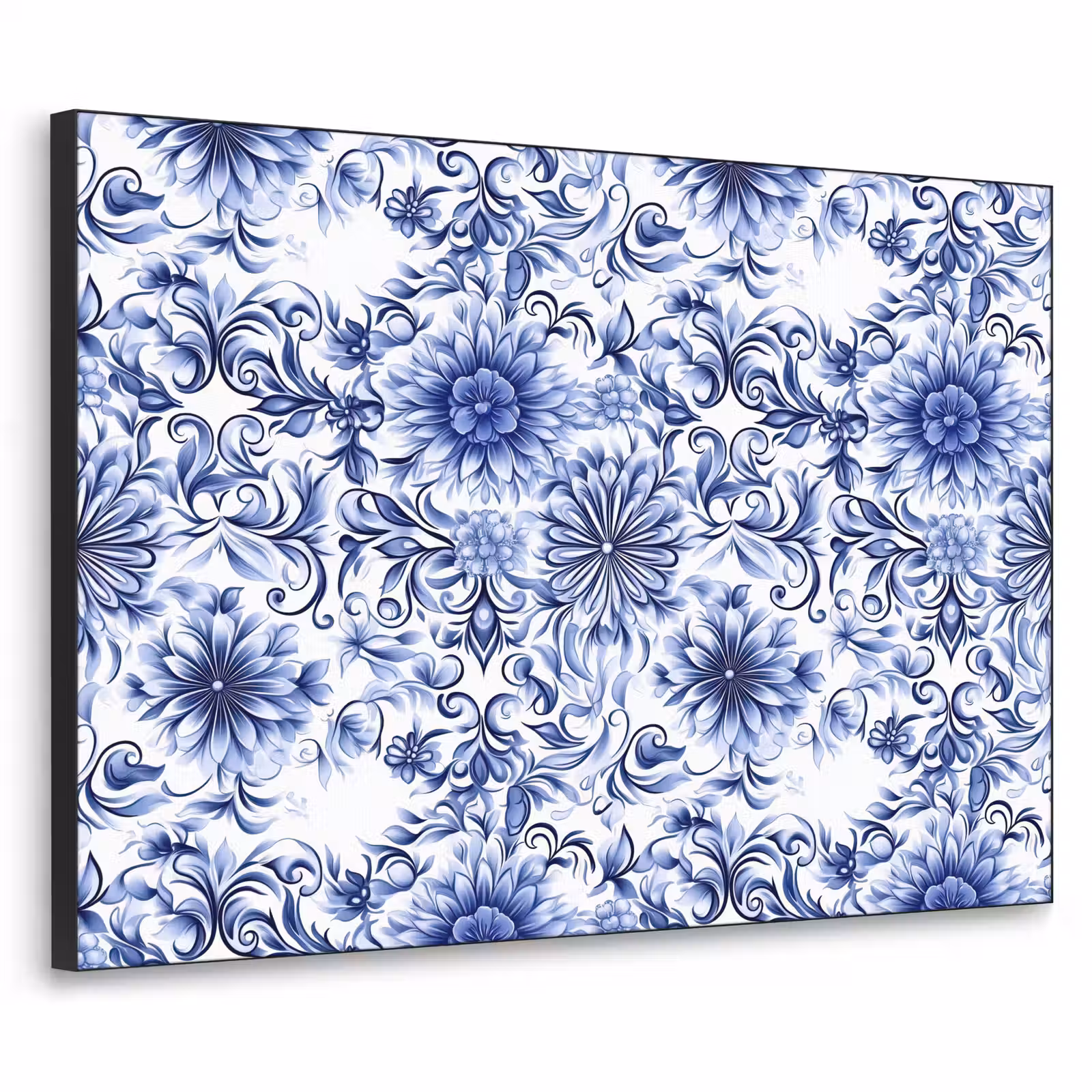 Art Frame - Bloemen - Blauw - Patroon - Wit — 1