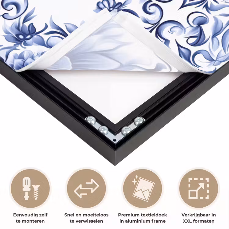 Art Frame - Bloemen - Blauw - Patroon - Wit — 4