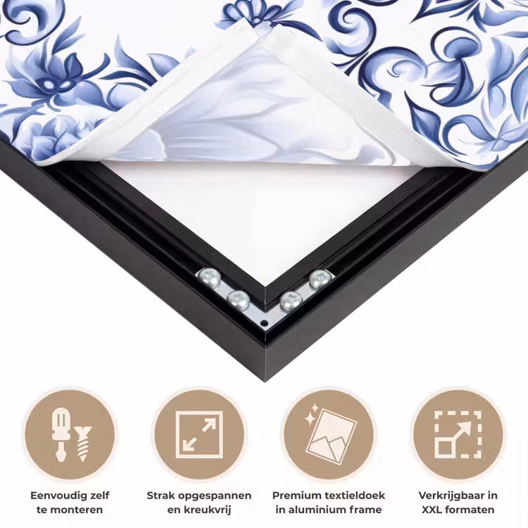 Art Frame - Bloemen - Blauw - Patroon - Wit — 8
