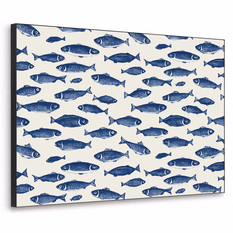 Art Frame - Vissen - Patroon - Blauw - Wit — 1