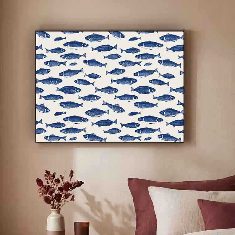 Art Frame - Vissen - Patroon - Blauw - Wit — 3