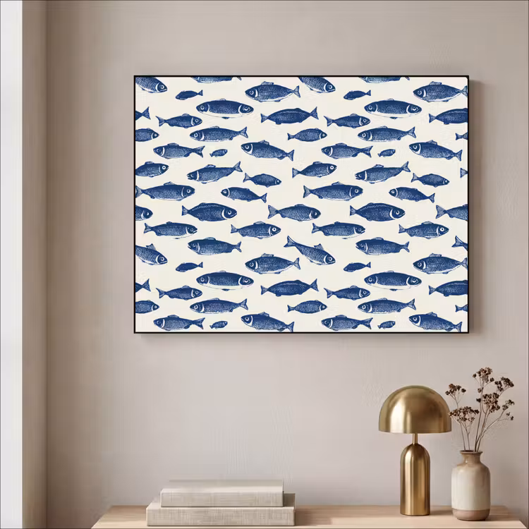 Art Frame - Vissen - Patroon - Blauw - Wit — 5