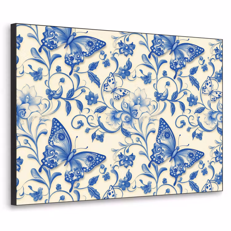 Art Frame - Vlinders - Bloemen - Blauw - Botanisch — 1