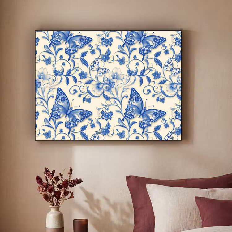 Art Frame - Vlinders - Bloemen - Blauw - Botanisch — 3