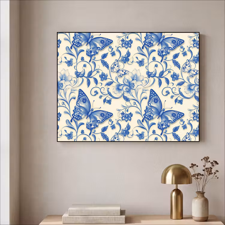 Art Frame - Vlinders - Bloemen - Blauw - Botanisch — 5