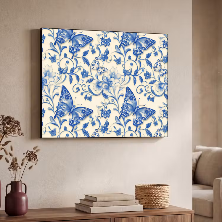 Art Frame - Vlinders - Bloemen - Blauw - Botanisch — 7