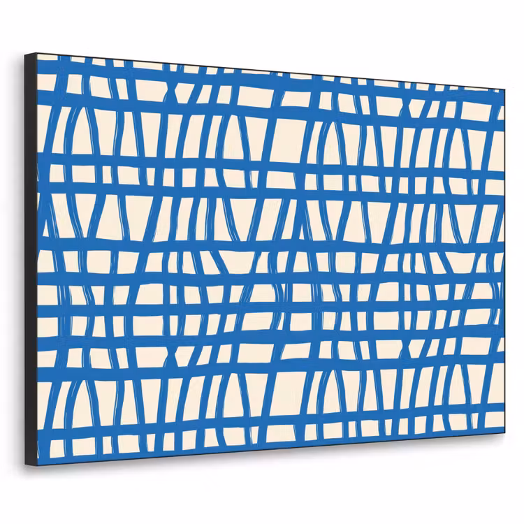Art Frame - Ruitpatroon - Blauw - Crème — 1