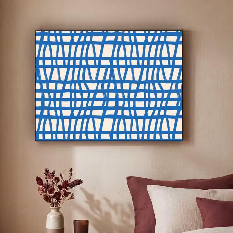 Art Frame - Ruitpatroon - Blauw - Crème — 3