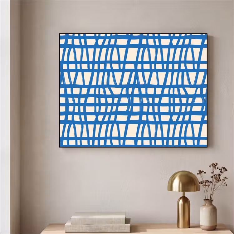Art Frame - Ruitpatroon - Blauw - Crème — 5