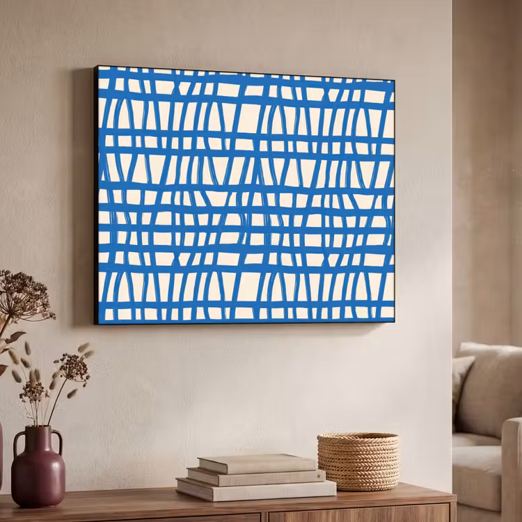 Art Frame - Ruitpatroon - Blauw - Crème — 7