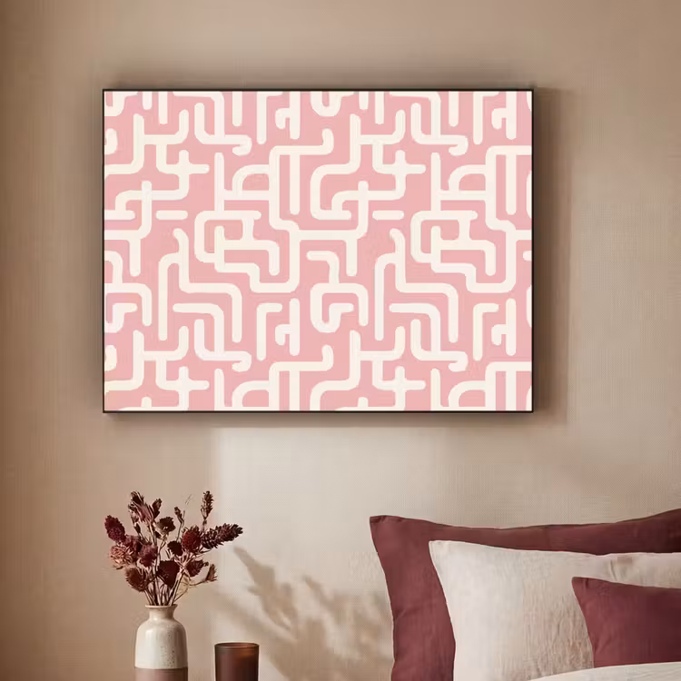 Art Frame - Doolhofpatroon - Roze - Wit - Abstract — 3