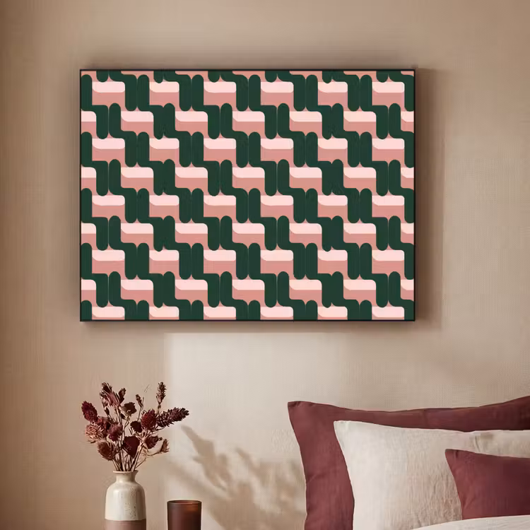Art Frame - Vlechtpatroon - Groen - Roze - Geometrisch — 3