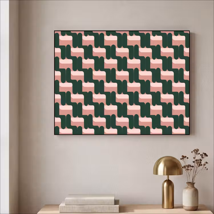 Art Frame - Vlechtpatroon - Groen - Roze - Geometrisch — 5