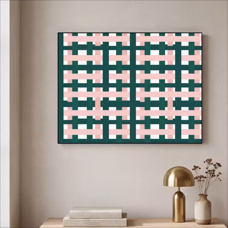 Art Frame - Vlechtpatroon - Groen - Roze - Grafisch — 5