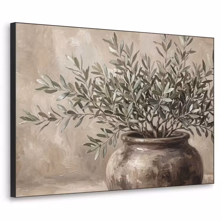 Art Frame - Olijfplant - Aardenpot - Abstract - Beige