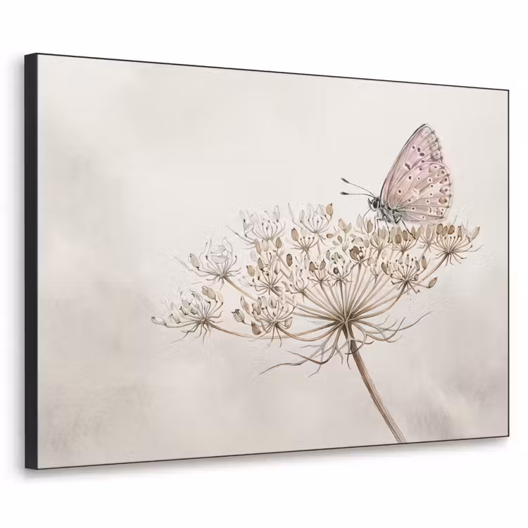 Art Frame - Vlinder - Bloem -Natuur - Beige