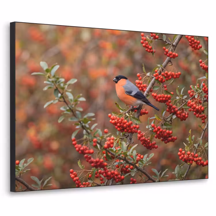 Art Frame - Goudvink - Bessen - Herfst - Natuur - Kleurrijk