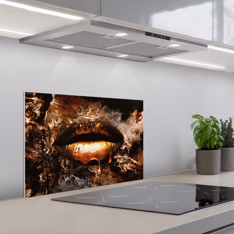 Spatscherm keuken - Goud - Lippen - Kunst - Goud - Luxe - Abstract — 5