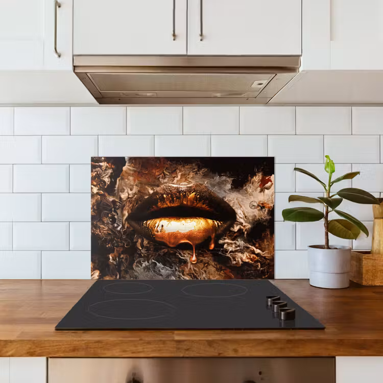 Spatscherm keuken - Goud - Lippen - Kunst - Goud - Luxe - Abstract — 6